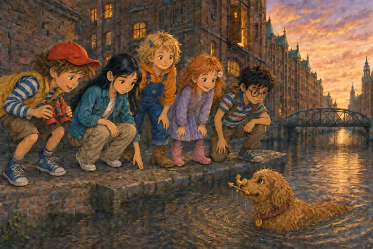 Abends in der Speicherstadt: Maili taucht im Fleet nach etwas Goldenem.